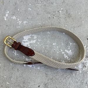 Brighton woven belt with leather accent